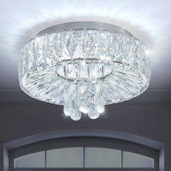 Mini Chandelier Modern Crystal Chandeliers for Hallway Light Fixture LED Flush Mount Ceiling Light Dimmable Lamp for Dining Room Living Room Bedroom-Ruum Studio Home