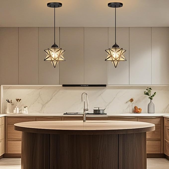 Modern Glass Pendant Lights Dining Room Chandeliers Lighting for Kitchen Island Light Fixture Hanging Light with Warm Light Bulb-Ruum Studio Home