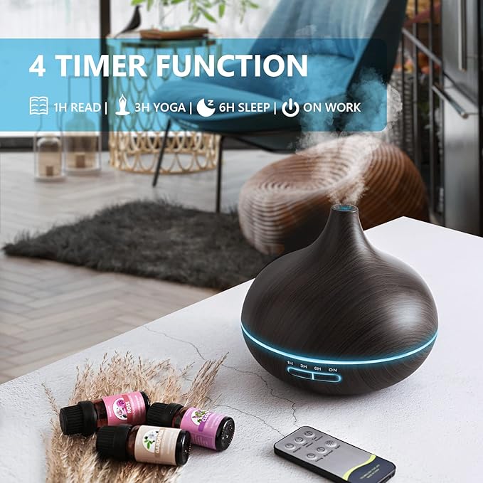 SACATR 550ml Aromatherapy Diffuser with 15x10mL Essential Oils, Ultrasonic Technology, Remote Control for Home Office-Ruum Studio Home