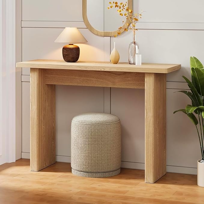 AVZEAR 43.3" Mid Century Narrow Entryway Console Table, Modern Fluted Wood Couch Table Behind Sofa Long and Skinny for Living Room Hallway Entrance Foyer (Natural)-Ruum Studio Home