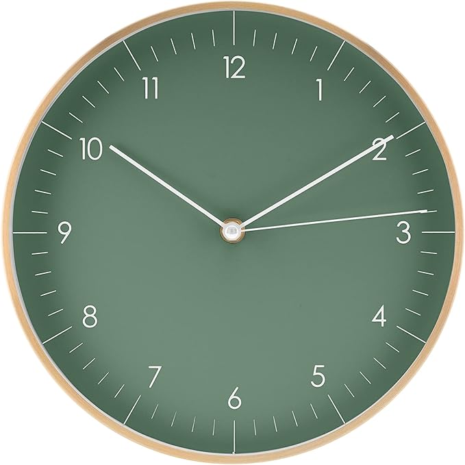 LUUK LIFESTYLE Wall Clock with Silent Movement, Without Ticking, Elegant and Functional Design, Housewarming Gift idea, Decorative, Dark Green and Gold-Ruum Studio Home
