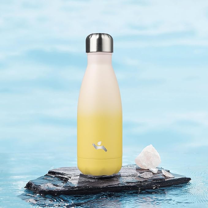 Insulated Water Bottles,12 oz Double Wall Stainless Steel Vacumm Metal Flask for Sports Travel,Lemon-Ruum Studio Home