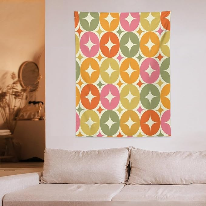 ICMOLYYENLO Abstract Cat Tapestry, Medieval Abstract Atomic Star Cat Vintage Home Wall Hanging Art Tapestry for Bedroom Living Room Dormitory 60x80 Inch-Ruum Studio Home