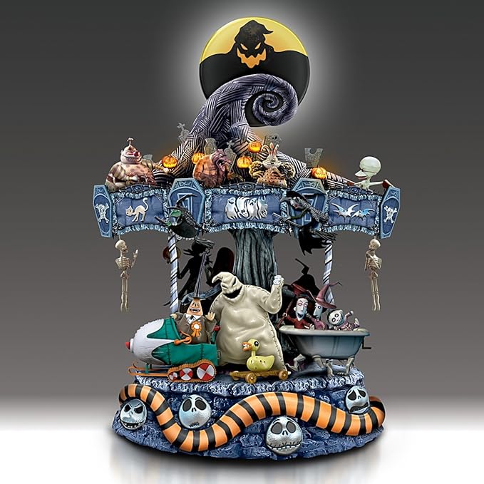 Tim Burton's The Nightmare Before Christmas Rotating Musical Carousel Sculpture: Lights Up-Ruum Studio Home