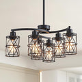 XINGQI Modern Black Chandelier 6-Light Pendant Lighting Fixture with Metal Shade 24" Height Adjustable for Dining Room Living Room Bedroom-Ruum Studio Home