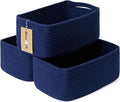 Small Storage Baskets for Organizing | Closet Organizer Bins | Shelf Toy Basket | Woven Rope Baskets | Cube Decorative Box | Shallow Basket | 13x8.5x5.1” | 3 Packs Navy Blue-Ruum Studio Home