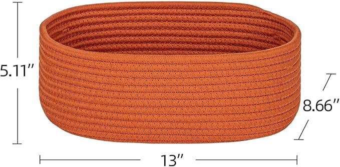Shelf Storage Baskets for Organizing|Decorative Basket for Closet Storage|Toy Baskets&Bins|Small Woven Rope Baskets-13x8.66x5.11’’,Durable&Stylish,Oval 3 Packs Brick Red-Ruum Studio Home