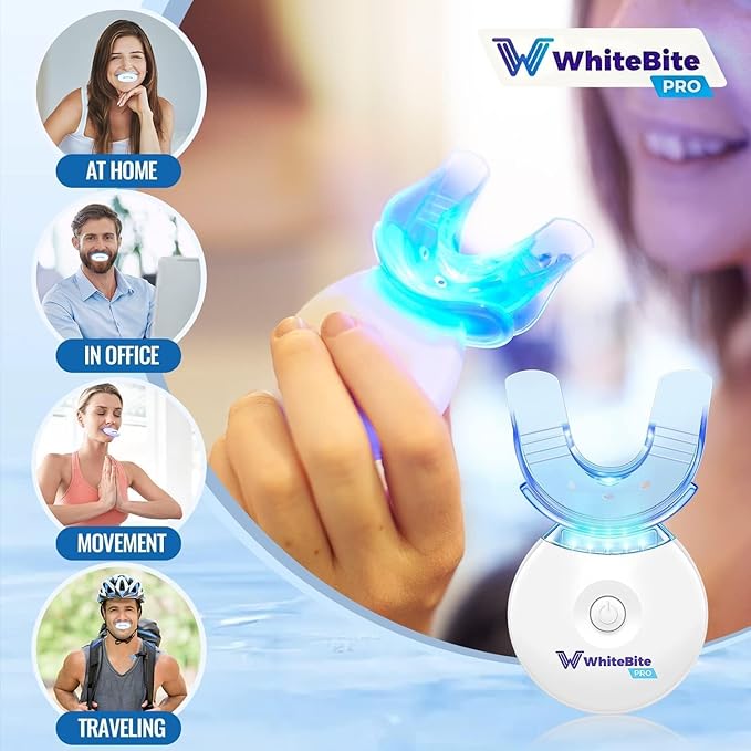 Whitebite Pro Teeth Whitening Kit for Sensitive Teeth | 4 Whitening Gels & 2 Remineralizing Gels | LED Light System for Fast Results | Professional Dental Grade | Enamel Safe-Ruum Studio Home