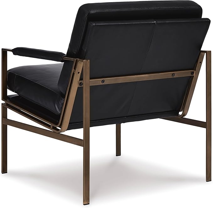 Signature Design by Ashley Puckman Mid-Century Modern Leather Accent Chair, Black-Ruum Studio Home