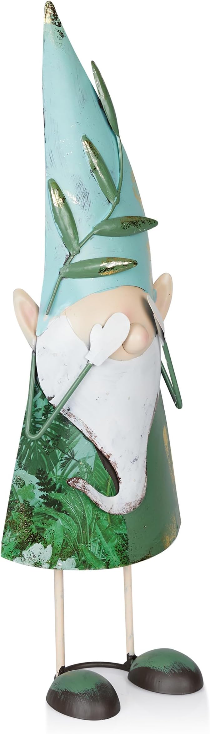 Alpine Corporation MCC798HH See No Evil Metal Gnome Decor, Whimsical Playful Décor for Patio & Garden, 19" H, Green-Ruum Studio Home