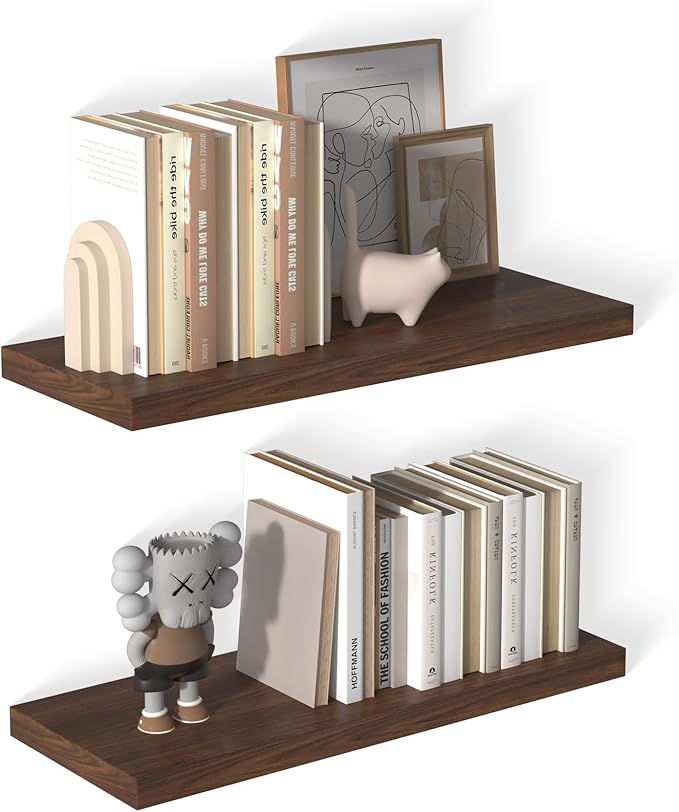 12 Inch Deep Floating Shelves for Wall 2 Pack Floating Shelves Large Storage Space Wall Mount Shelf for Living Room Kitchen Bathroom 30" W x 12" D x 1.2" H Rustic Brown-Ruum Studio Home