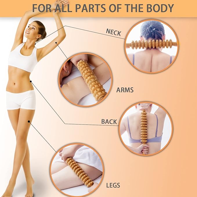 Beech Wood Body Massage Roller - Anti Cellulite Therapy Tools for Body Shaping-Ruum Studio Home