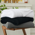 Longhui bedding Chunky Cable Knit Throw Blanket Lightweight Grey 100% Organic Cotton Blanket for Sofa Couch Bed Baby Nursery, Rustic Shabby Chic Modern Farmhouse, Gray 60” x 80” Give Laundering Bag-Ruum Studio Home