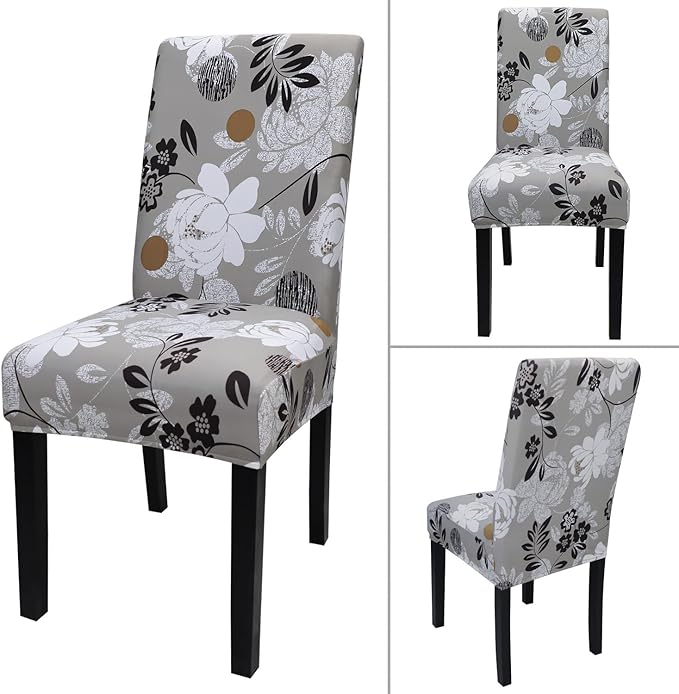 JQinHome Chair Covers for Dining Room Set of 4, High Stretch Removable Washable Parsons Chair Slipcover for Home Party Hotel Wedding Ceremony (Flower,4PCS)-Ruum Studio Home