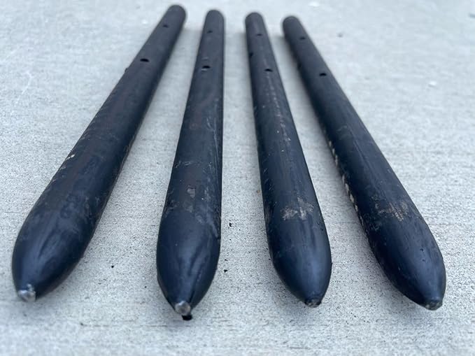 Sandbaggy Round Steel Concrete Form Stakes with Nail Holes - Rust Resistant Coating - Removable, Reusable (10, 3/4 in X 12 in)-Ruum Studio Home