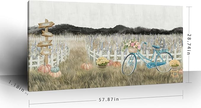 Oversized Wall Art for Living Room, Extra Large Wall Decor, Modern Vintage Farmhouse Boho Landscape Artwork Neutral Rustic Countryside Nature Floral Canvas Wall Picture for Office Bedroom Dining room-Ruum Studio Home