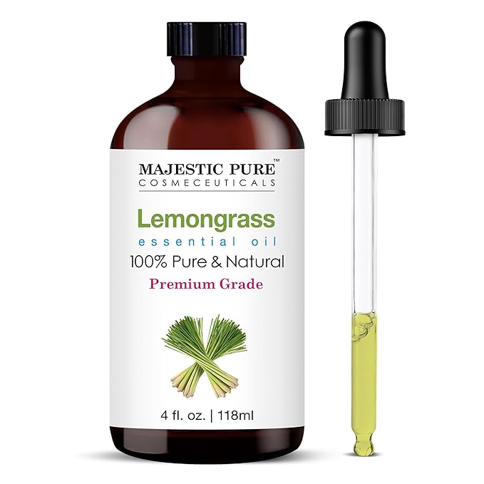 Majestic Pure Lemongrass Essential Oil with Glass Dropper - Huge 4 Fl Oz - 100% Pure and Natural Lemongrass Oil - Premium Grade Essential Oils for Diffuser, Aromatherapy, Soap and Candle Making-Ruum Studio Home