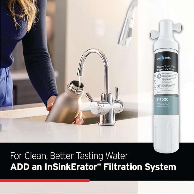InSinkErator HOT250 Instant Hot and Cold Water Dispenser System, 2-Handle Drinking Water Faucet in Satin Nickel with 2/3-Gallon, Filter-Compatible, Stainless Steel Tank, HC250SN-SS-Ruum Studio Home
