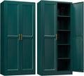 Kitchen Pantry Cabinet,71”Green Metal Pantry Storage Cabinets with Doors and 4 Adjustable Shelves,Kitchen Cabinet with 2 Gold Handles,Tall Cabinet for Livingroom, Bathroom-Ruum Studio Home