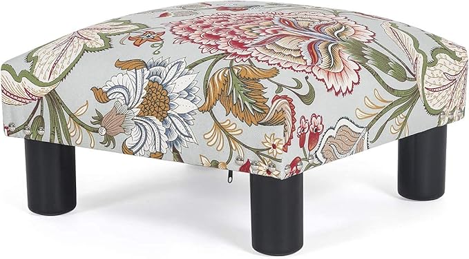 Joveco Small Foot Rest Stool Ottoman, 15" Fabric Square Footstool Upholstered Footrest for Chair, Under Desk, Office, Living Room, Boho Floral-Ruum Studio Home