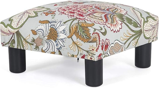 Joveco Small Foot Rest Stool Ottoman, 15" Fabric Square Footstool Upholstered Footrest for Chair, Under Desk, Office, Living Room, Boho Floral-Ruum Studio Home