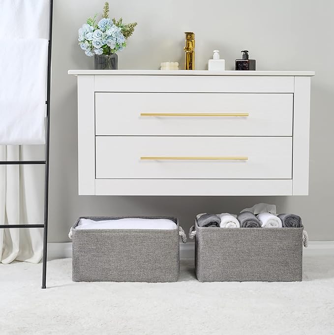 TheWarmHome Large Storage Bins Basket, 2 Pack Grey Fabric Storage Cubes for Changing Table Nursery Livingroom Kidsroom Playroom Toy, Collapsible Storage Baskets for organizing Shelves Closet-Ruum Studio Home