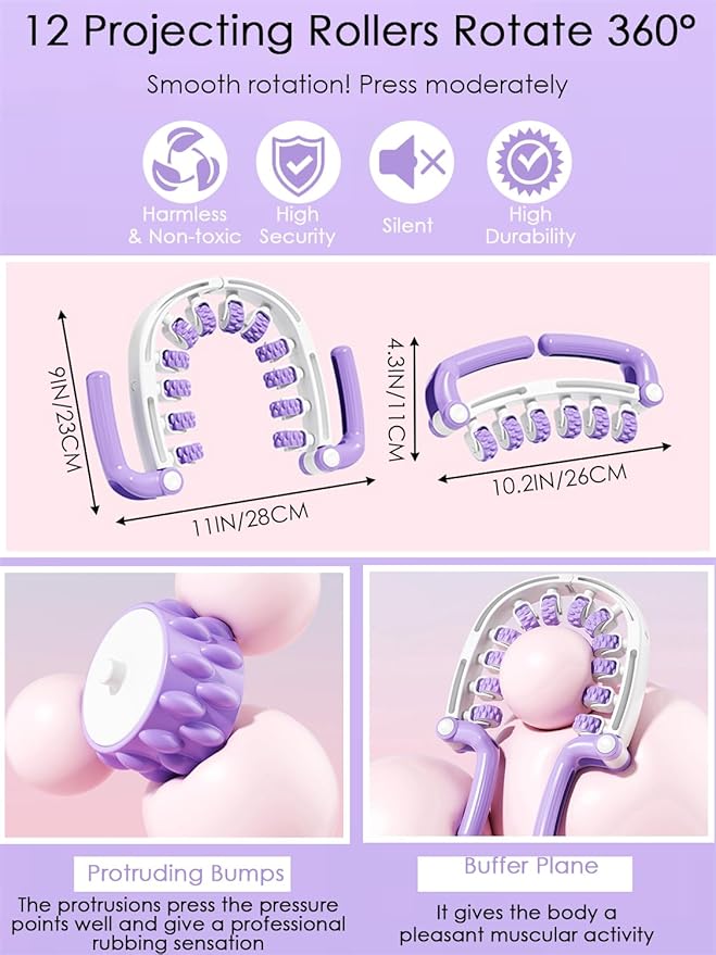 Anti Cellulite Massager Roller w/Detachable Roller Handles for Whole Body, Leg, Lumbar, Shoulder, Back, Arm Massage Stretch Roller Swelling Release Stress Relief Yoga Goods Dieting Equipment-Ruum Studio Home