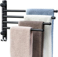 Black Towel Rack JSVER Swivel Towel Rack Wall Mounted, SUS304 Stainless Steel Towel Bar, 4 Arms Space Saving Towel Holder, Towel Racks for Bathroom-Ruum Studio Home