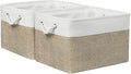 Organization and Storage Bins for Shelves - 17X15X12 inch 2 Pack Fabric Storage Cubes Collapsible Baskets for Organizing with Rope, Storage Box for Cloth Decorative (White&Khaki)-Ruum Studio Home