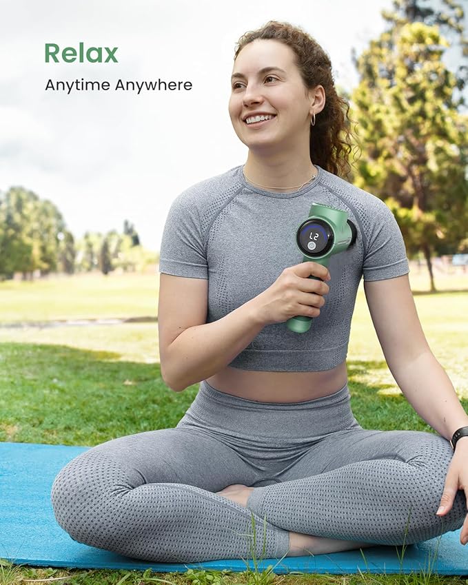 RENPHO Massage Gun Deep Tissue, Portable Percussion Massager for Back and Neck, Gifts for Men and Women, Handheld Device with Carry Case, Active Green-Ruum Studio Home