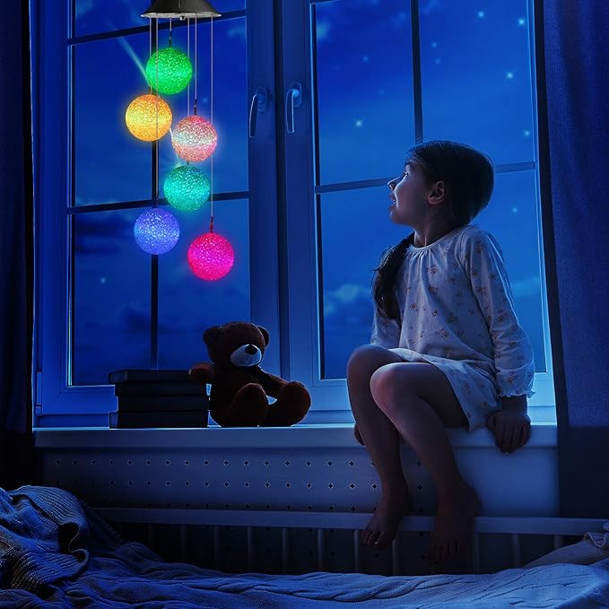 Toodour Solar Wind Chime, Color Changing Ball Wind Chimes, LED Decorative Mobile, Gifts for Mom Grandma, Waterproof Outdoor Solar Lights for Garden, Patio, Party, Yard, Window, Outdoor Decorations-Ruum Studio Home