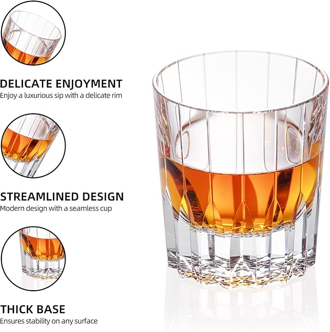 KAMMAK Crystal Whiskey Glasses Set of 2, Handcrafted 7.1oz Old Fashioned Glasses Stemless, Luxury Hand Blown Cocktail Glasses, Scotch Cup for Women, Men Gift for Bourbon Barware, Home Bar-Ruum Studio Home