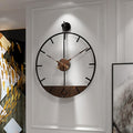 Modern Wood Walnut Dial Wall Clock, Large Simple Wall Decor Metal Frame Silent Non Ticking Clock for Living Room Decor, Kitchen, Bedroom, Study Decoration, Handmade Home Gift Idea, 15.8 in-Ruum Studio Home