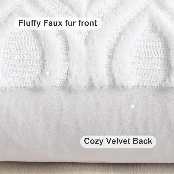 decorUhome Fall Throw Pillow Covers 18x18 Inch Set of 2, Soft Plush Decorative Faux Fur White Solid Couch Pillow Covers, Accent Farmhouse Neutral Square Euro Pillow Cases for Sofa Bed Living Room-Ruum Studio Home
