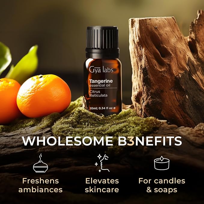 Gya Labs Tangerine Essential Oil for Diffuser - 0.34 Fl Oz - 100% Pure Natural Tangerine Oil for Skin, Massage, DIY Fragrances & Candle Making Scent-Ruum Studio Home