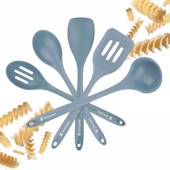 Starpack 'Stir & Serve' Silicone Cooking Utensils Set (5 Pcs) - Kitchen Utensil Set Heat Resistant to 600°F - Kitchen Utensils for Nonstick Cookware - Silicone Utensil Set for Mixing & Cooking-Ruum Studio Home
