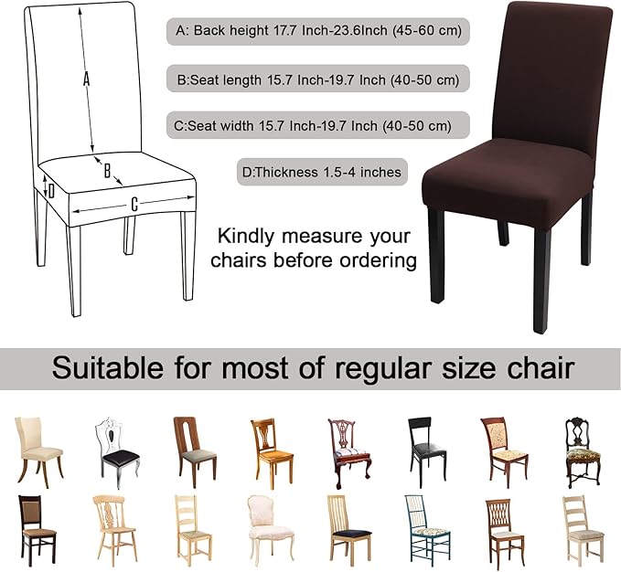 JQinHome Dining Room Chair Covers Set of 8, High Stretch Chair Slipcover Removable Washable Chair Seat Protector Cover for Home Party Hotel Wedding Ceremony (Coffee)-Ruum Studio Home