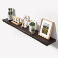 Axeman 48 inch Floating Shelves for Wall - 8'' D Live Edge Rustic Solid Elm Wood Floating Shelves Wall Mounted, Hanging Shelves with Invisible Bracket for Living Room Bedroom Kitchen, Walnut-Ruum Studio Home