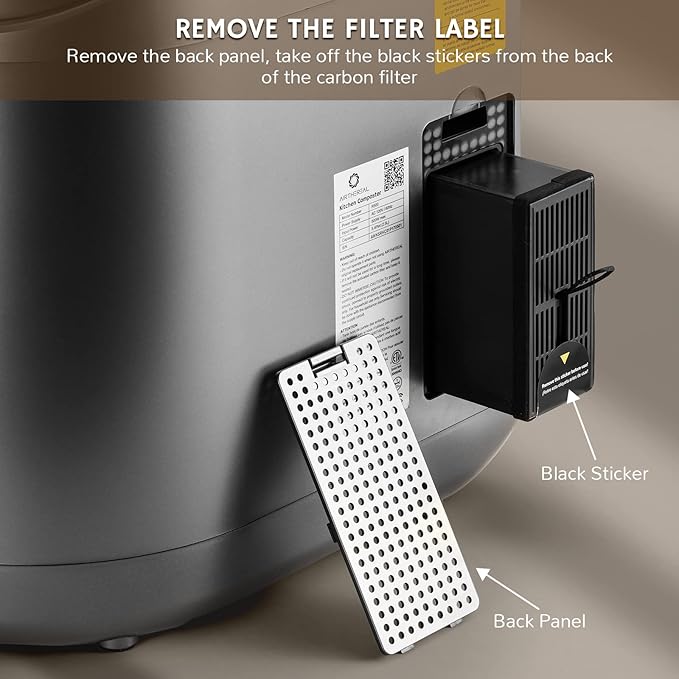 Airthereal Revive Electric Kitchen Composter, SHARKSDEN Tri-Blade, Turn Food Waste and Scraps into Dry Compost Fertilizer for Plants, R500 Gray-Ruum Studio Home