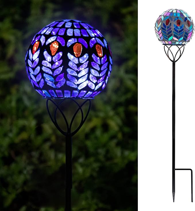 VCUTEKA Solar Lights Outdoor Garden Decor Mosaic Solar Garden Lights Waterproof Glass Ball LED Pathway Stake Light for Landscape Lawn Patio Yard Decoration 6 inch-Ruum Studio Home
