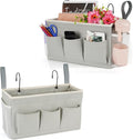Bedside Caddy Organizer with Fixed Straps & Water Bottle Holder for Home, College Dorm, Bunk Bed, Hospital & Crib Bed Rails (2 pcs, Grey)-Ruum Studio Home