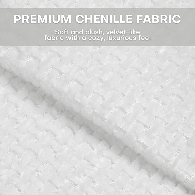 Chenille Fabric Accent Chair, Upholstered Armchair with Solid Wood Legs, Modern Living Room Accent Chair, Comfy Single Sofa Chair Reading Club Chair for Bedroom Reception Lounge, White-Ruum Studio Home
