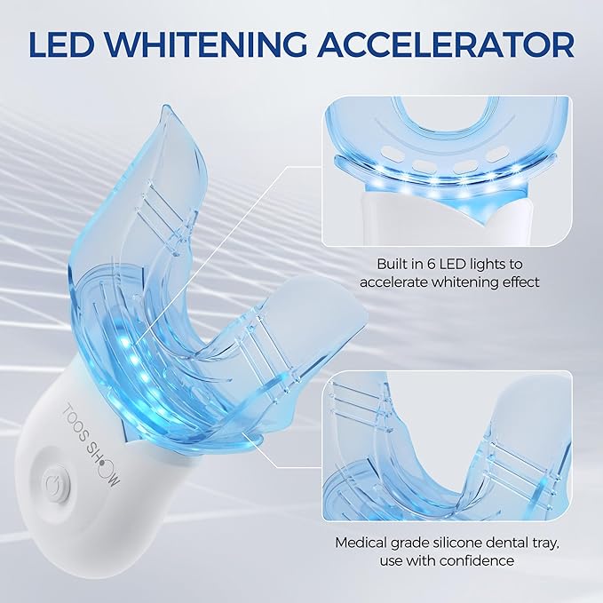Teeth Whitening Kit for Sensitive Teeth,with 4 Carbamide Peroxide Pen & 1 Remineralization Pen,LED Accelerator Light Non,Tooth Whitener Professional Oral Care Gently Yet Effectively Removes Stains-Ruum Studio Home