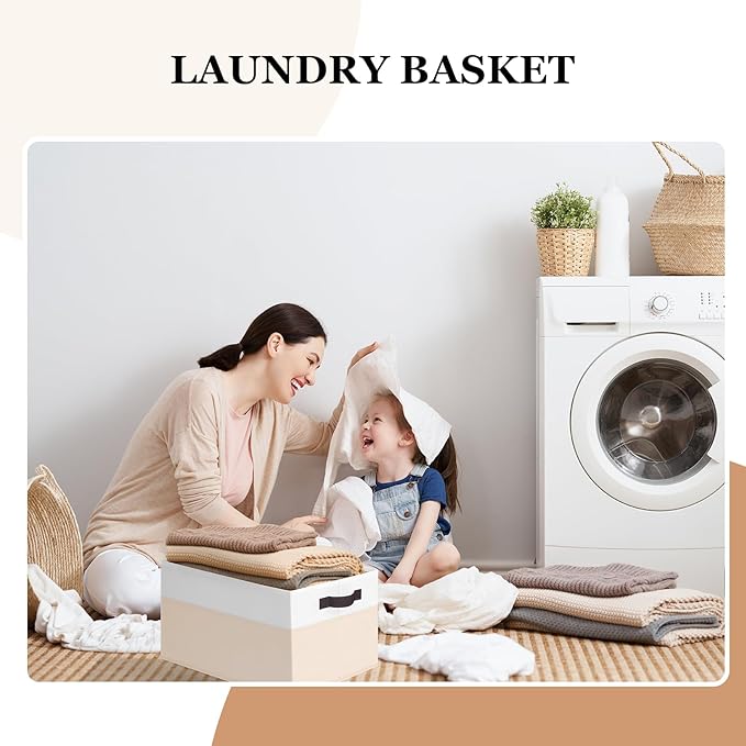 Criusia 8 Pack Large Storage Basket, Fabric Blanket Basket Living Room, Toy Organizers and Storage with Handles for Kids, Laundry Basket for Clothes Towel, Yarn and Craft Storage Bins (14L*10W*9.5H)-Ruum Studio Home