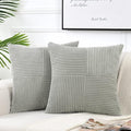Fancy Homi 2 Packs Grey Euro Decorative Throw Pillow Covers 26x26 Inch for Couch Bed, Rustic Farmhouse Boho Home Decor, Soft Corss Corduroy Patchwork Textured Square Gray Cushion Case 66x66 cm-Ruum Studio Home