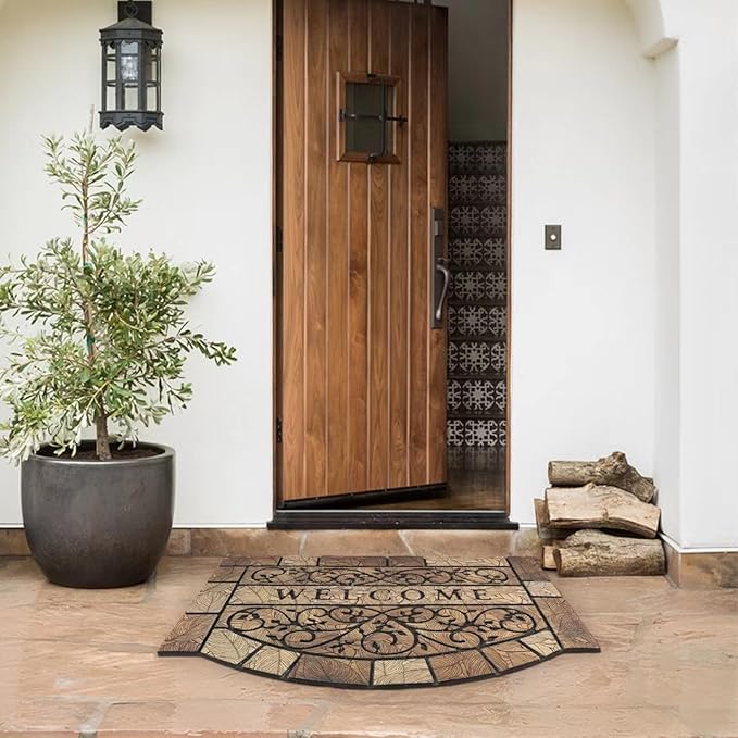 Durable Welcome Door Mats, 24"x36" Heavy-Duty Large Welcome Mat for Front Door with Non-Slip Rubber Backing, Door Mats for Outside Entry High Traffic Area（Leaves）-Ruum Studio Home