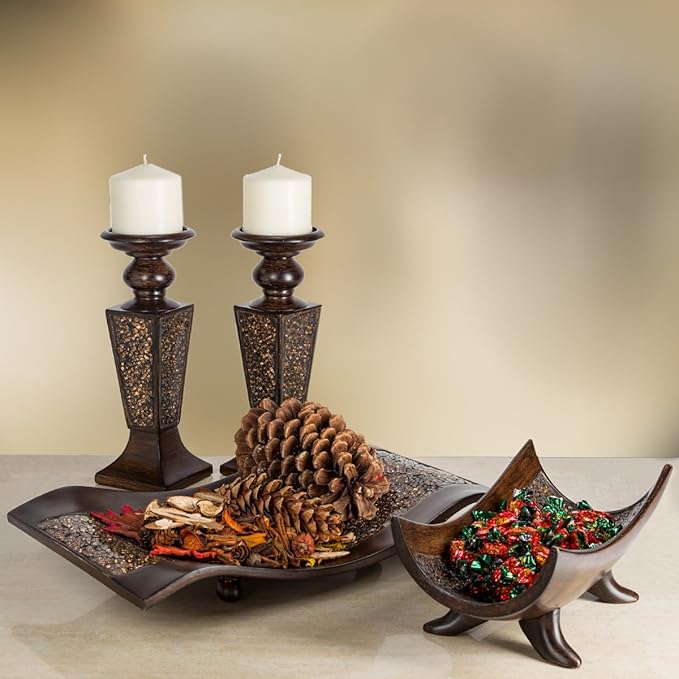 Creative Scents Schonwerk Brown Decorative Bowl for Home Decor - Dining Room Centerpiece - Coffee Table Decor for Living Room - 10" Resin Bowl - House Decor Decorations or Key Bowl for Entryway-Ruum Studio Home