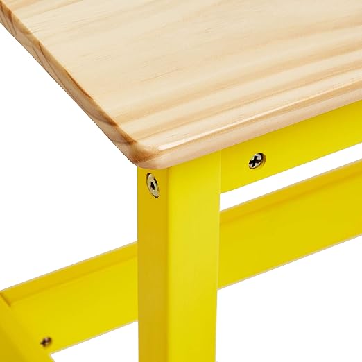 Amazon Basics Indoor Kids Table and Bench Set, Natural, solid pine wood, 3 Count (Pack of 1), Wood Activity Table for Art, Craft, Reading, Learning-Ruum Studio Home