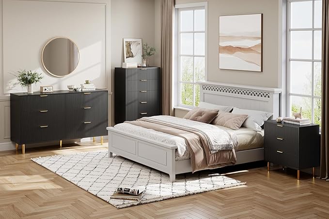 GAOMON 6 Drawer Dresser, Wood Chest of Drawers Organizer Storage with Gold Handle, Large Storage Cabinet, Modern Design Dresser for Bedroom, Living Room, Closet, Hallway, Entryway, Black-Ruum Studio Home