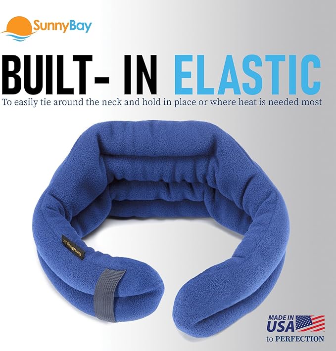 SunnyBay Microwave Heating Pad, Microwavable Heated Neck and Shoulder Wrap, Hands-Free Weighted Moist Hot or Cool Pack, Soft Fleece Cover and Flaxseed Filling, 26 Inch Length, SkyBlue-Ruum Studio Home